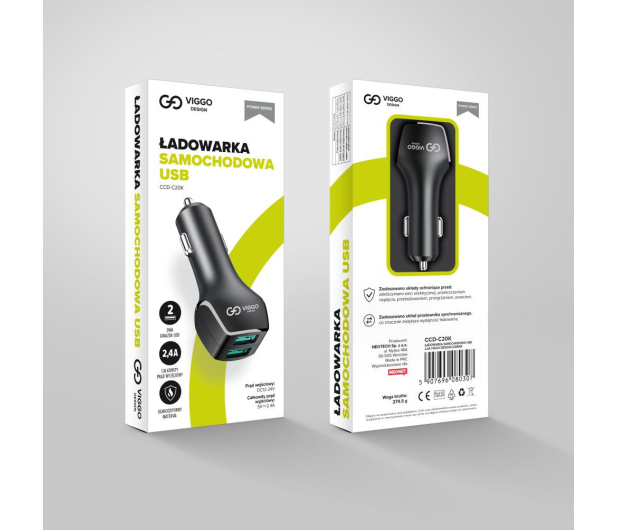 VIGGO DESIGN 2xUSB 2.4A Czarna - 1458554 - zdjęcie 5